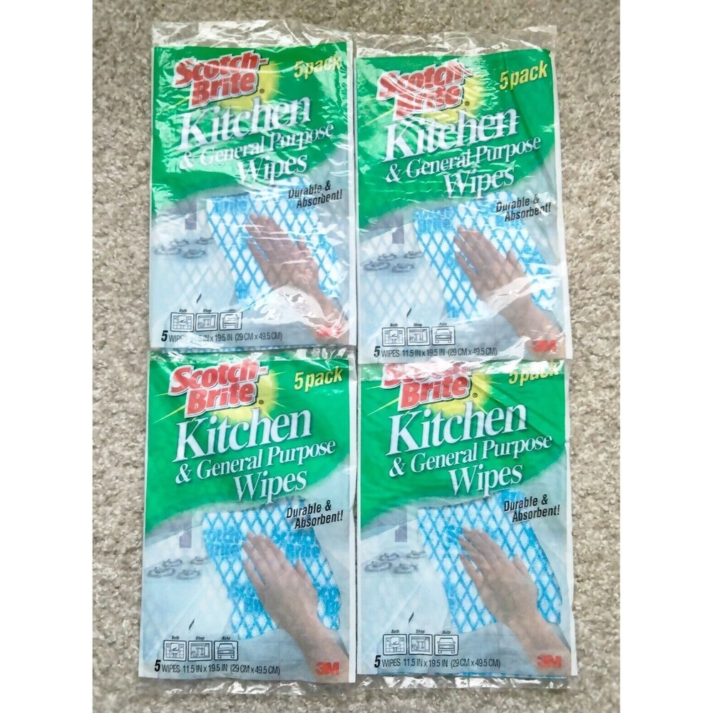 3M Scotch Brite Kitchen & General Purpose Wipes -Durable Absorbent  Lot of 4